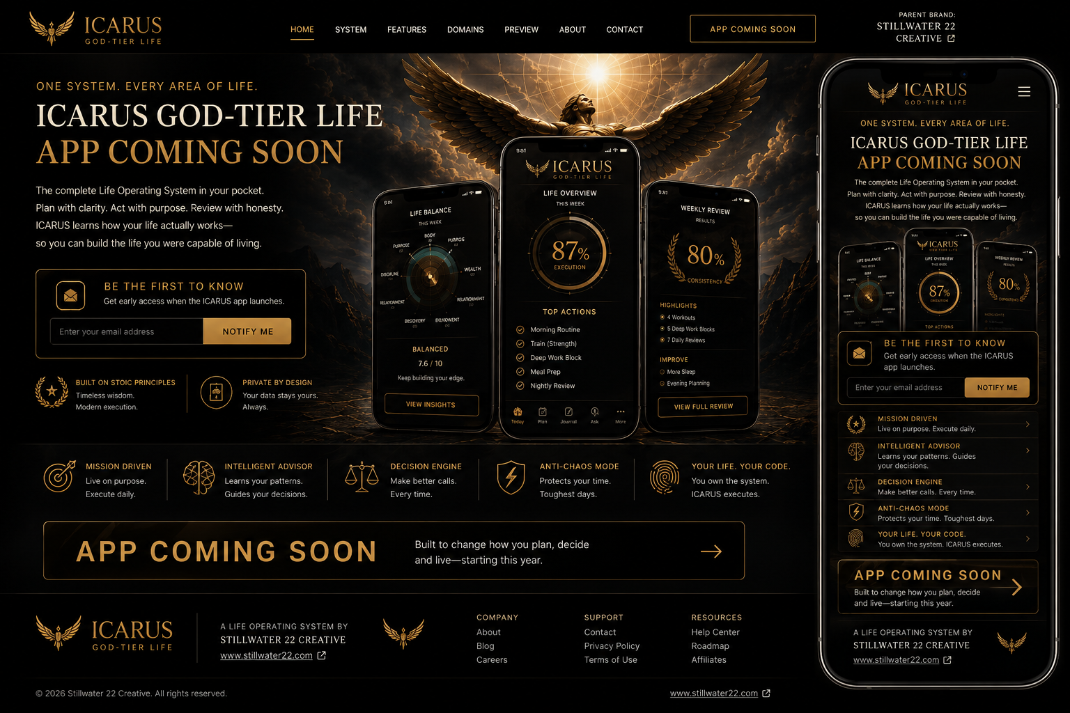 ICARUS God-Tier Life app coming soon preview artwork